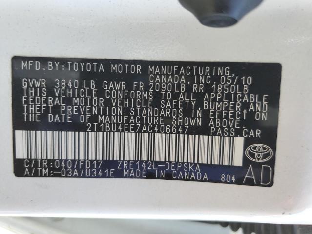 Photo 11 VIN: 2T1BU4EE7AC406647 - TOYOTA COROLLA BA 