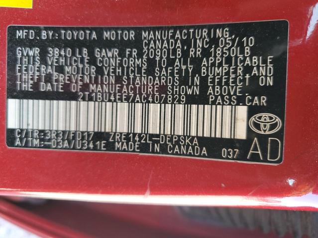 Photo 12 VIN: 2T1BU4EE7AC407829 - TOYOTA COROLLA 