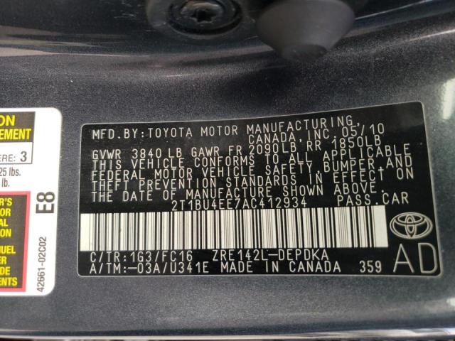 Photo 11 VIN: 2T1BU4EE7AC412934 - TOYOTA COROLLA 