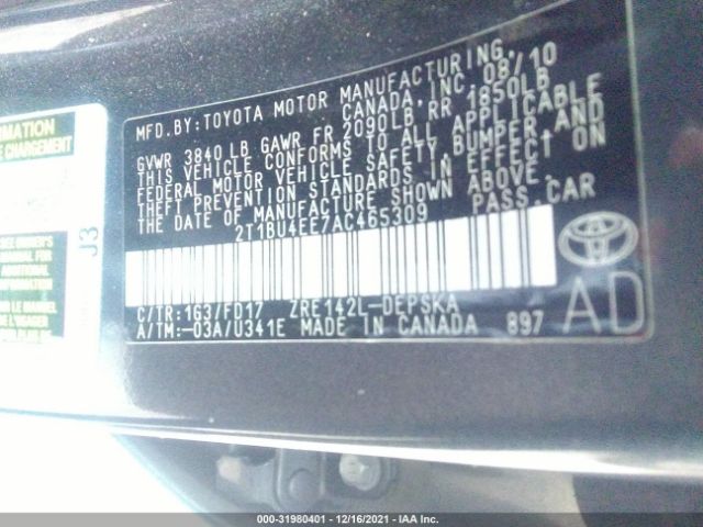 Photo 8 VIN: 2T1BU4EE7AC465309 - TOYOTA COROLLA 