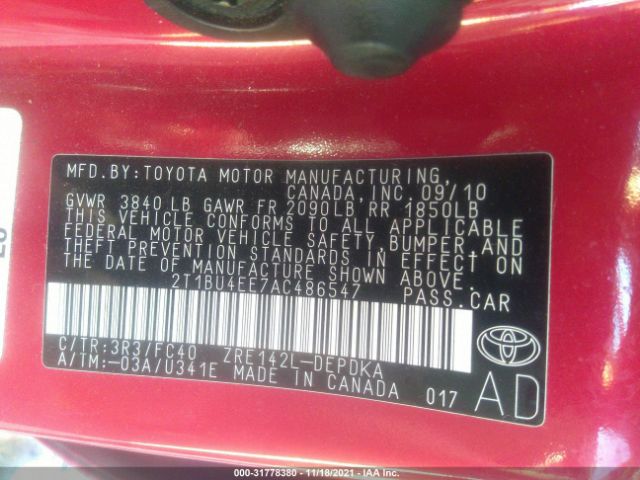 Photo 8 VIN: 2T1BU4EE7AC486547 - TOYOTA COROLLA 