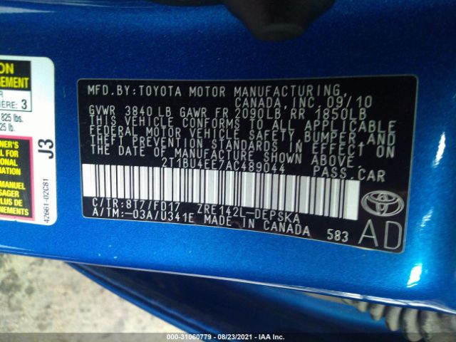 Photo 8 VIN: 2T1BU4EE7AC489044 - TOYOTA COROLLA 