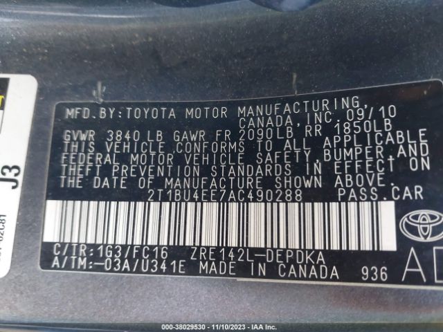 Photo 8 VIN: 2T1BU4EE7AC490288 - TOYOTA COROLLA 