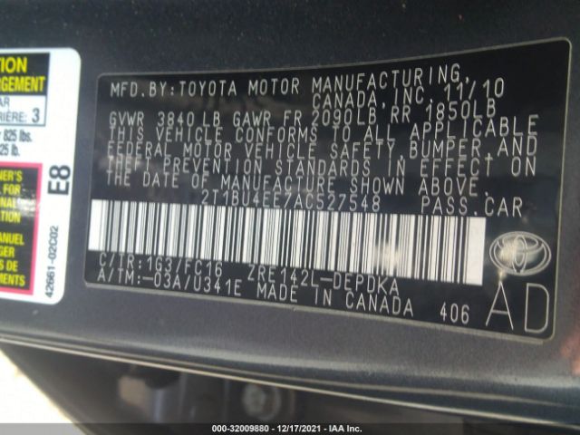 Photo 8 VIN: 2T1BU4EE7AC527548 - TOYOTA COROLLA 