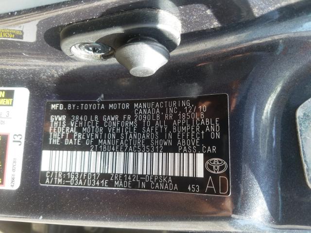 Photo 9 VIN: 2T1BU4EE7AC535312 - TOYOTA COROLLA BA 