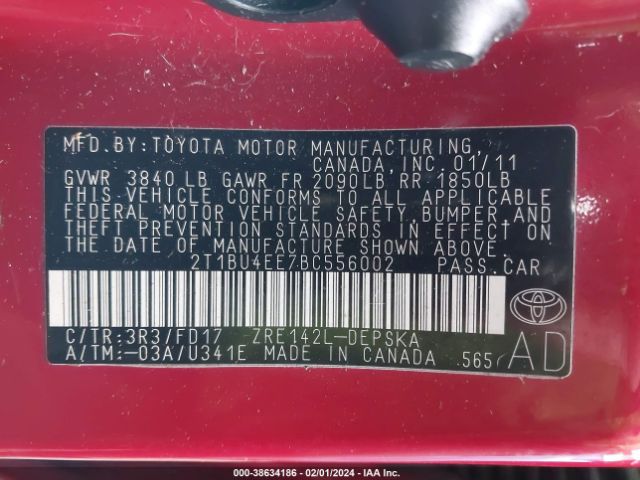 Photo 8 VIN: 2T1BU4EE7BC556002 - TOYOTA COROLLA 