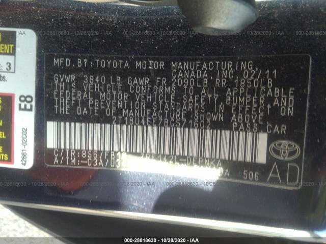 Photo 8 VIN: 2T1BU4EE7BC571602 - TOYOTA COROLLA 