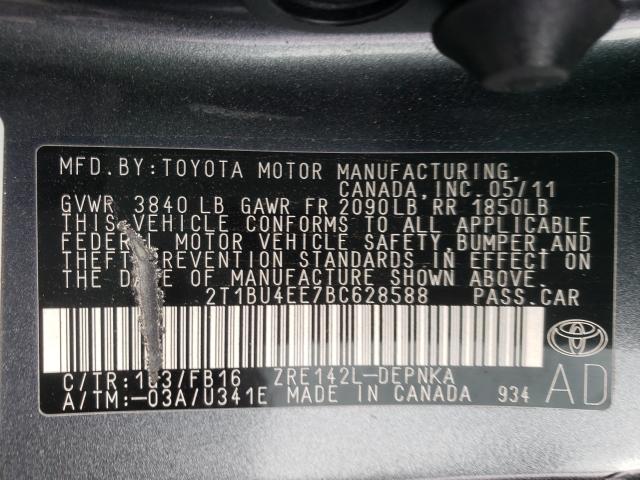 Photo 9 VIN: 2T1BU4EE7BC628588 - TOYOTA COROLLA BA 