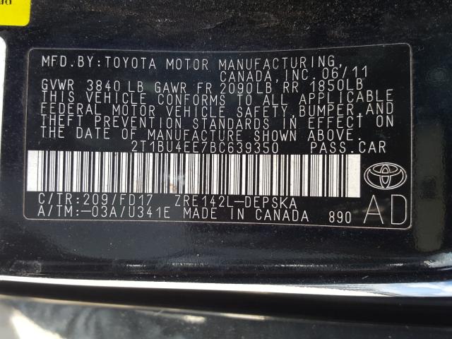 Photo 9 VIN: 2T1BU4EE7BC639350 - TOYOTA COROLLA BA 