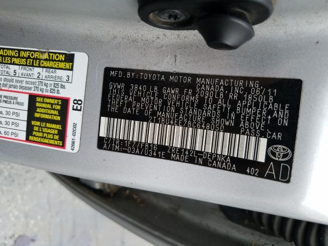 Photo 9 VIN: 2T1BU4EE7BC648050 - TOYOTA COROLLA BA 