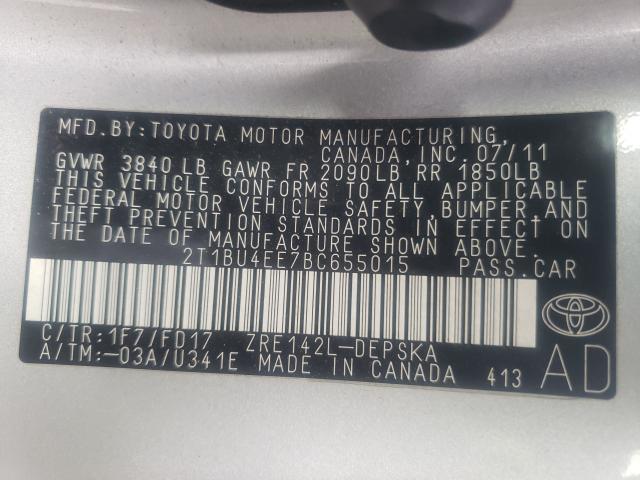 Photo 9 VIN: 2T1BU4EE7BC655015 - TOYOTA COROLLA BA 