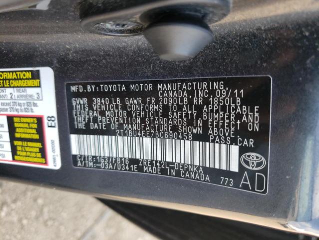 Photo 9 VIN: 2T1BU4EE7BC690458 - TOYOTA COROLLA BA 