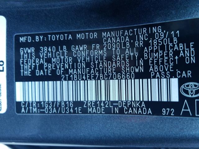 Photo 9 VIN: 2T1BU4EE7BC706660 - TOYOTA COROLLA BA 