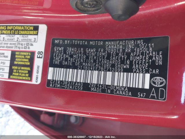 Photo 8 VIN: 2T1BU4EE7BC712099 - TOYOTA COROLLA 