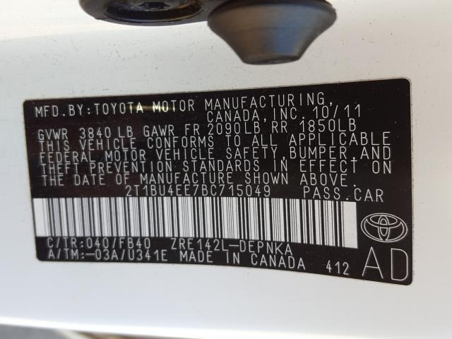 Photo 9 VIN: 2T1BU4EE7BC715049 - TOYOTA COROLLA BA 