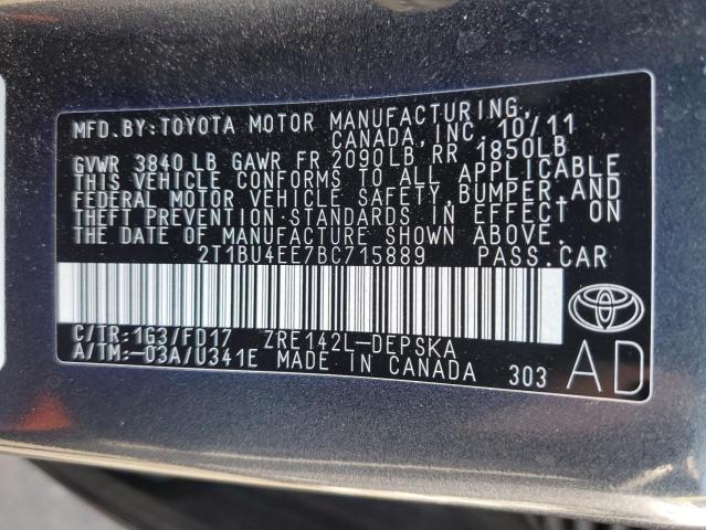 Photo 11 VIN: 2T1BU4EE7BC715889 - TOYOTA COROLLA BA 