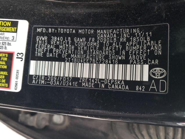 Photo 9 VIN: 2T1BU4EE7BC728416 - TOYOTA COROLLA BA 