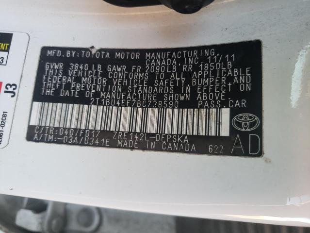 Photo 11 VIN: 2T1BU4EE7BC738590 - TOYOTA COROLLA BA 