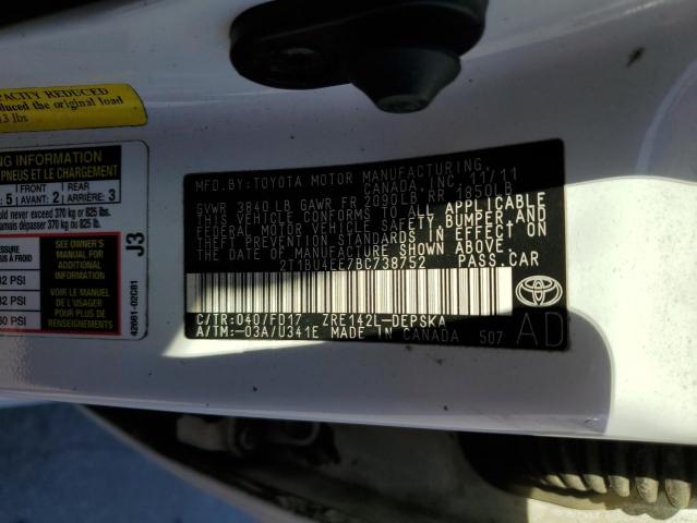 Photo 9 VIN: 2T1BU4EE7BC738752 - TOYOTA COROLLA BA 