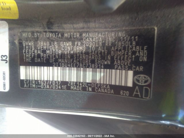 Photo 8 VIN: 2T1BU4EE7BC738914 - TOYOTA COROLLA 