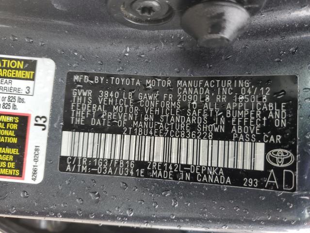 Photo 12 VIN: 2T1BU4EE7CC836228 - TOYOTA COROLLA 