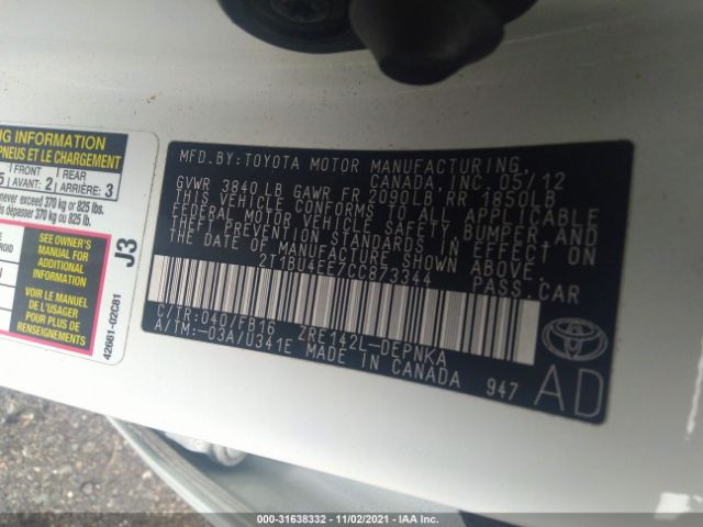 Photo 8 VIN: 2T1BU4EE7CC873344 - TOYOTA COROLLA 