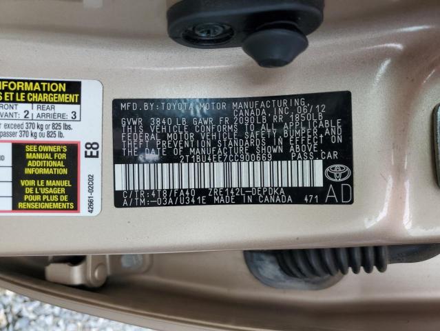 Photo 9 VIN: 2T1BU4EE7CC900669 - TOYOTA COROLLA BA 