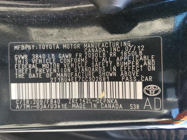 Photo 11 VIN: 2T1BU4EE7CC902681 - TOYOTA COROLLA BA 