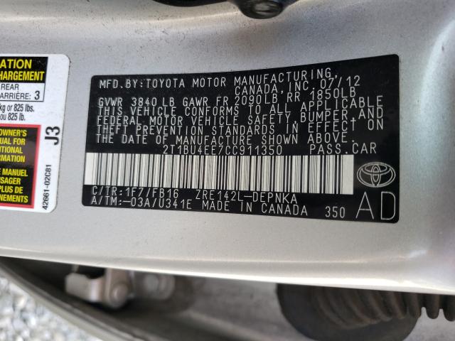 Photo 9 VIN: 2T1BU4EE7CC911350 - TOYOTA COROLLA BA 