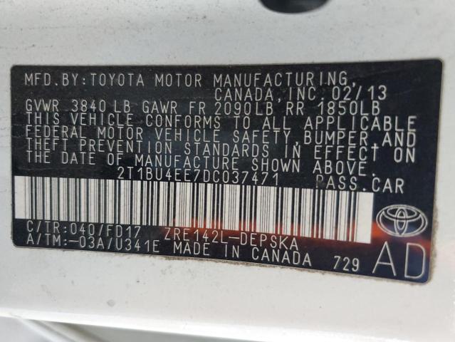 Photo 11 VIN: 2T1BU4EE7DC037471 - TOYOTA COROLLA BA 