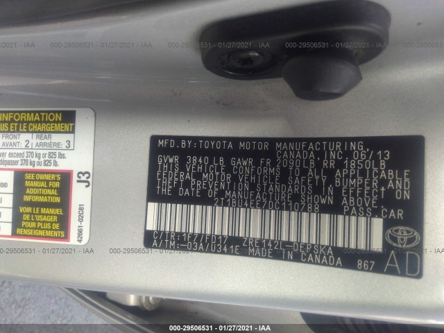 Photo 8 VIN: 2T1BU4EE7DC110788 - TOYOTA COROLLA 