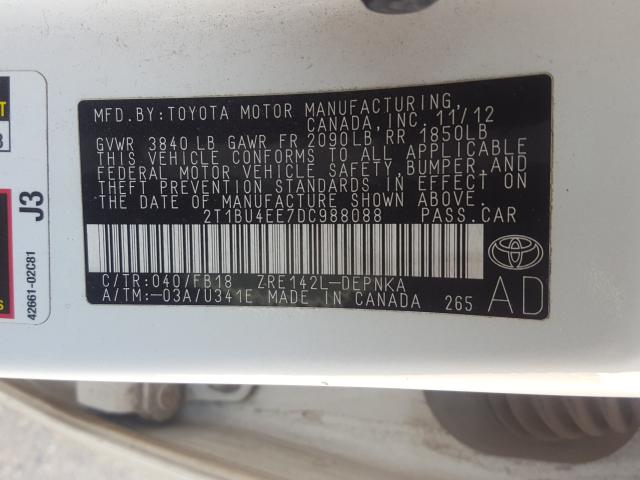 Photo 9 VIN: 2T1BU4EE7DC988088 - TOYOTA COROLLA BA 