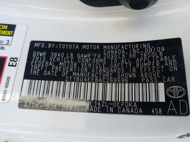 Photo 9 VIN: 2T1BU4EE8AC268696 - TOYOTA COROLLA 