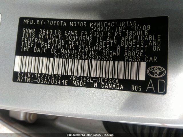 Photo 8 VIN: 2T1BU4EE8AC292576 - TOYOTA COROLLA 