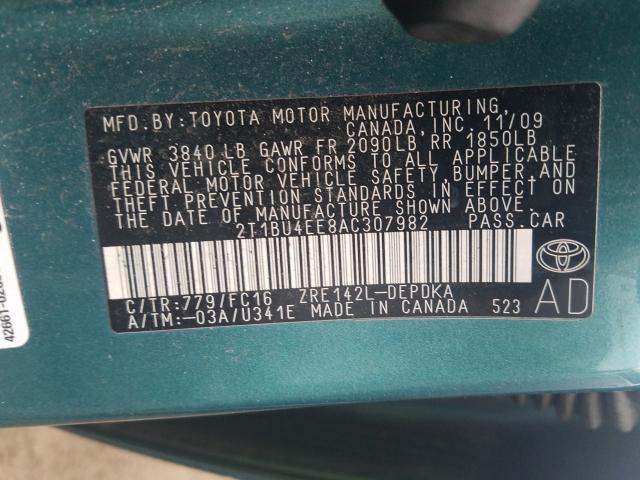 Photo 9 VIN: 2T1BU4EE8AC307982 - TOYOTA COROLLA BA 