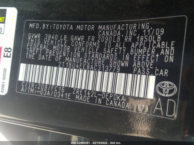 Photo 8 VIN: 2T1BU4EE8AC313779 - TOYOTA COROLLA 