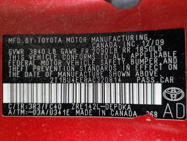 Photo 11 VIN: 2T1BU4EE8AC320814 - TOYOTA COROLLA 