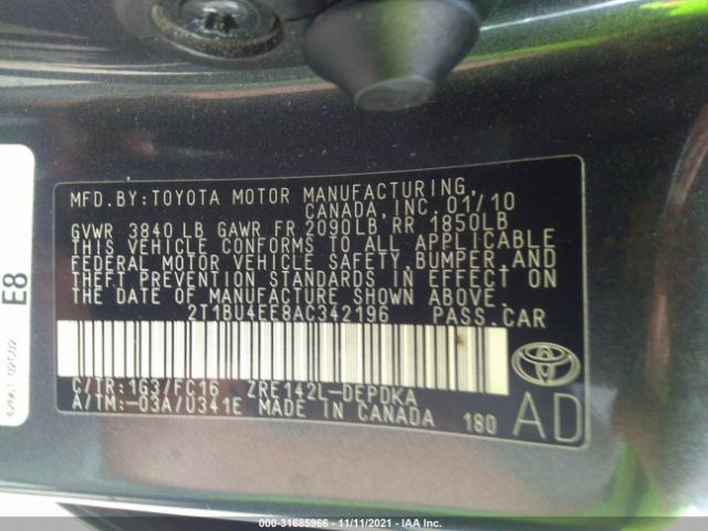 Photo 8 VIN: 2T1BU4EE8AC342196 - TOYOTA COROLLA 