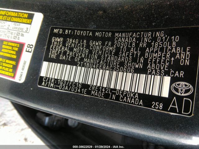 Photo 8 VIN: 2T1BU4EE8AC350606 - TOYOTA COROLLA 