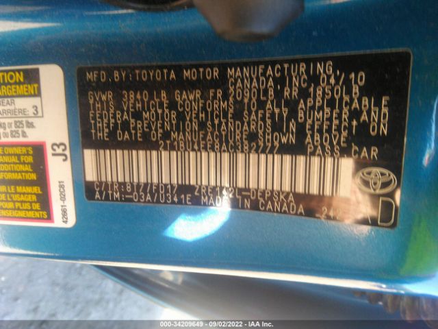 Photo 8 VIN: 2T1BU4EE8AC382777 - TOYOTA COROLLA 