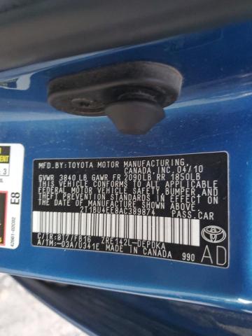 Photo 11 VIN: 2T1BU4EE8AC389874 - TOYOTA COROLLA 