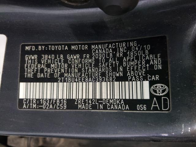 Photo 9 VIN: 2T1BU4EE8AC393682 - TOYOTA COROLLA BA 