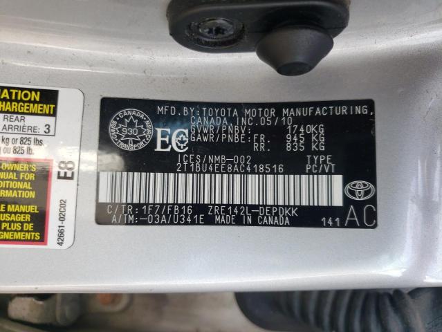 Photo 12 VIN: 2T1BU4EE8AC418516 - TOYOTA COROLLA 