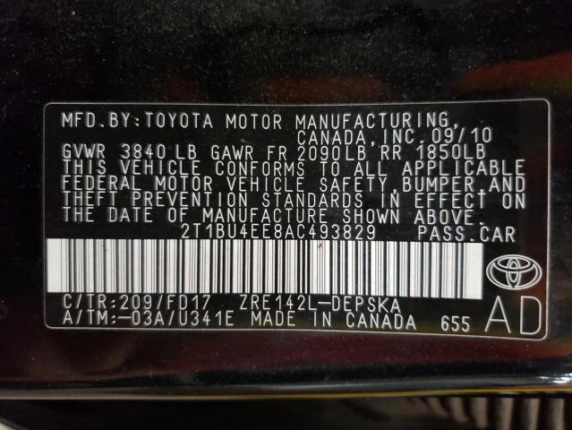 Photo 12 VIN: 2T1BU4EE8AC493829 - TOYOTA COROLLA BA 