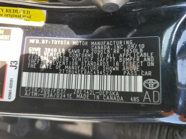 Photo 12 VIN: 2T1BU4EE8AC494527 - TOYOTA COROLLA BA 