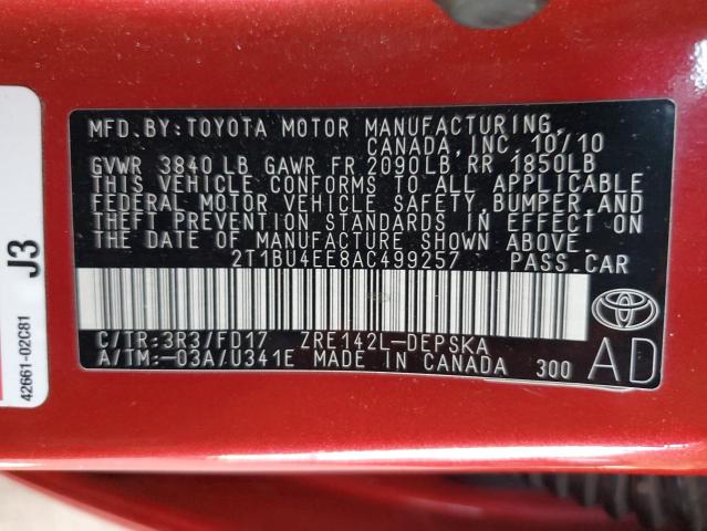 Photo 11 VIN: 2T1BU4EE8AC499257 - TOYOTA COROLLA 