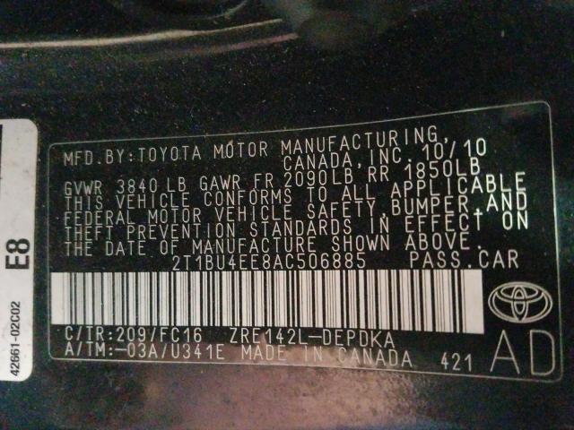 Photo 9 VIN: 2T1BU4EE8AC506885 - TOYOTA COROLLA BA 