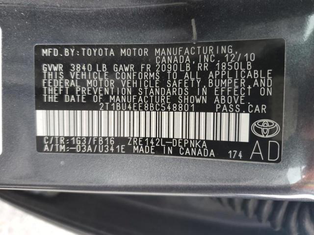 Photo 11 VIN: 2T1BU4EE8BC548801 - TOYOTA COROLLA S 