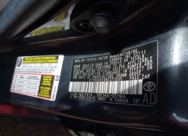 Photo 8 VIN: 2T1BU4EE8BC573505 - TOYOTA COROLLA 