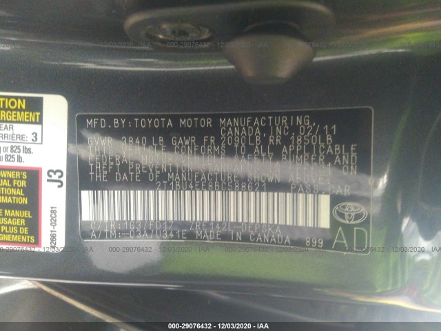 Photo 8 VIN: 2T1BU4EE8BC588621 - TOYOTA COROLLA 